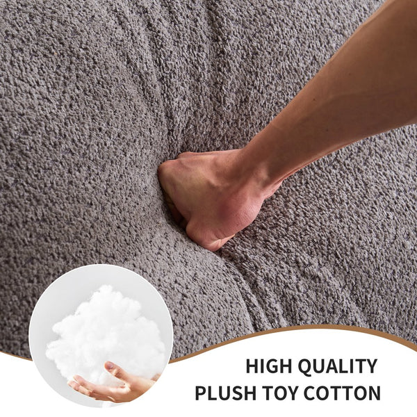 English Elm LY-024GY Plush 4-Seater Compression Sofa in Gray Crochet Yarn Fabric with 4 Pillows, Breathable Comfort 103" wide W2231S00017