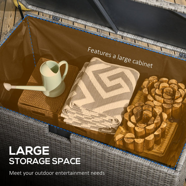 English Elm Outsunny 113 Gallon Waterproof Deck Box - Stylish Rattan Outdoor Storage Trunk For Cushions & Toys W2225P200574-GIGA