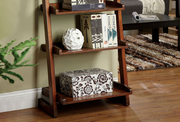 English Elm Stylish Oak Ladder Shelf 5-Tier Display Unit 23"W x 8"D x 42.5"H — Modern Transitional Storage, Easy Assembly B2741P342792