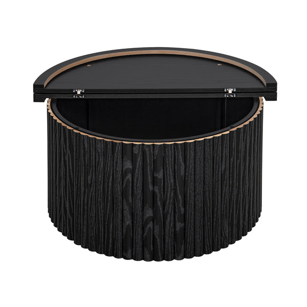 English Elm Coffee Table - Modern Round Accent Table With Flip-Top Storage For Stylish Living Room Spaces W688P248118