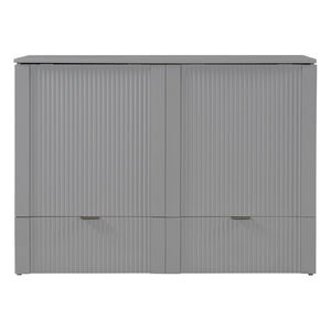 English Elm Full Size Wall Murphy Bed Cabinet with Usb Ports Drawer and Pulley Lift Gray Finish LP100770AAE