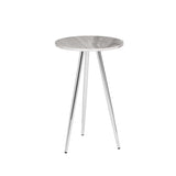 16" 3-Leg Glam Side Table Grey UV Marble, Chrome, Faux Grey Vein Cut Marble TLLL8KGVCR Walker Edison