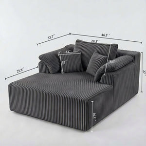 English Elm 60 Inch Oversized Corduroy Cloud Chaise Frameless Deep Seat Lounge for Living Room Antique Dark Grey W1919P499884