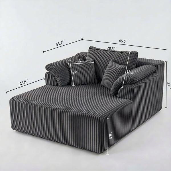 English Elm 60 Inch Oversized Corduroy Cloud Chaise Frameless Deep Seat Lounge for Living Room Antique Dark Grey W1919P499884