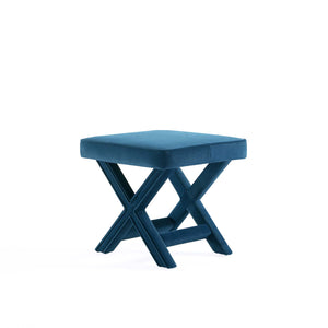 English Elm Abigail Mid-Century Modern Velvet Bench - Plush Blue Upholstered Accent Seat For Any Space B365P398204