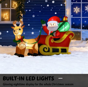 English Elm Inflatable Santa Fire Truck Yard Display with Led Lit Tree 7.5 Foot Holiday Decor T3971P412830