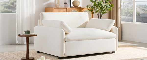 English Elm 50*43" Oversized Chenille Armchair Deep Lounge Seat Modern Minimalist Living Room Chair Cream N723S5042A