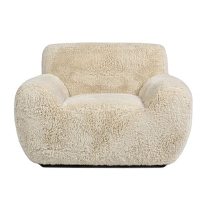 English Elm Jennifer Taylor Home - Summit Overstuffed 49" Faux Mongolian Sheepskin Arm Chair in Cream Beige — Plush Luxury, Cozy Comfort B2719P238348