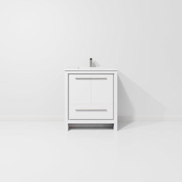 English Elm White Bath Vanity With Durable Quartz Top, Gun Metal Faucet & Ample Storage For Modern Spaces B2731P259322-GIGA