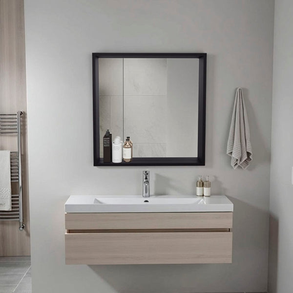 English Elm Quilcene Flush Mount Mirrored Medicine Cabinet White Lacquer Minimalist Bathroom B092P439895