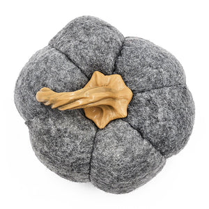 English Elm Set of 3 Chenille Weighted Pumpkins for Fall Décor with Realistic Stem, Farmhouse Harvest Tabletop Accents Gray W2078P246707