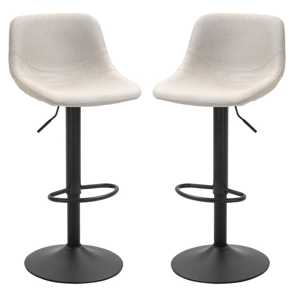 English Elm Homcom Adjustable Bar Stools Set Of 2 – Stylish Swivel Cream White Chairs For Kitchen & Home Bar W2225P217135