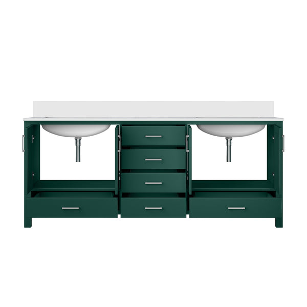 English Elm Green Double Bath Vanity 80" W x 22" D with Cultured Marble Top, Solid Wood, Soft-Close Drawers, Storage B2731P259145