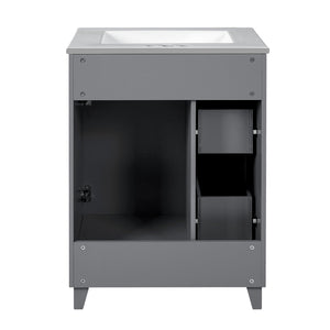 English Elm 24" Gray Bathroom Vanity Cabinet with Ceramic Sink, Soft-Close Door, 2 Drawers, Smart Storage, Durable Design N729P264336E