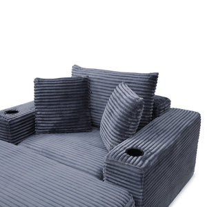 English Elm 52.4'' Boneless Foam Chaise Lounge Convertible Corduroy Sofa Bed for Living Room Grey W1117P410661