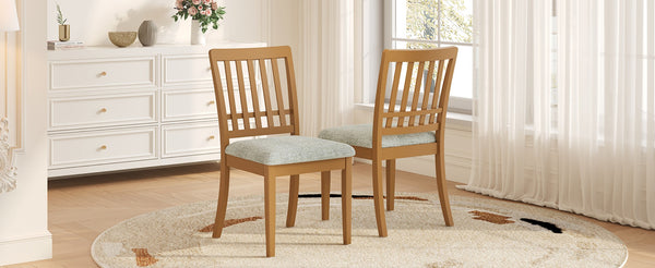 English Elm 2-piece Scandinavian Rubberwood Dining Chair Set with Curved Backrest and Padded Fabric Seat Light Brown N752P405934A