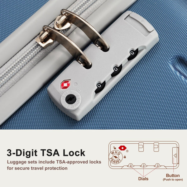 English Elm Premium Abs Hardshell 3 Piece Suitcase Set with Tsa Locks and Spinner Wheels Blue N726P296022C