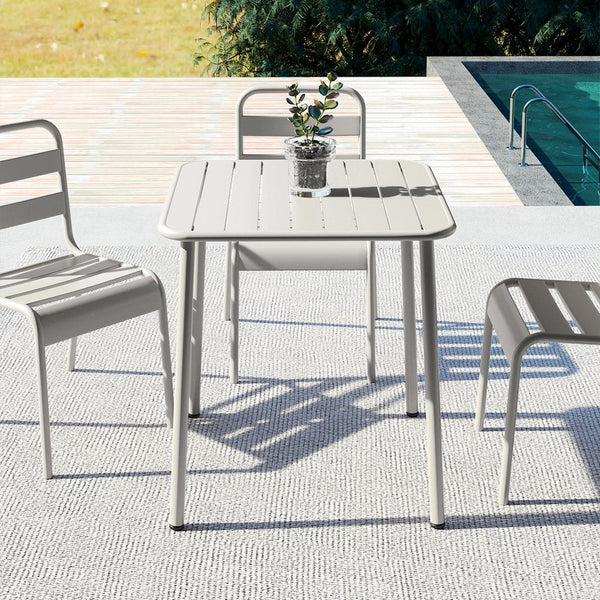 English Elm Sera outdoor square table - waterproof metal courtyard bistro table for balcony, villa, versatile seating Retro White W3318P306363