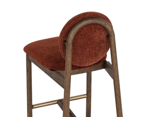 Sunpan ORABELL Counter Stool - Sculptural Mid-Century Design with Rich Opera Spice Upholstery & Brass Accents 112413