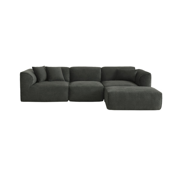 English Elm U_Style Plush velvet 4-seater sofa with sponge-spring seats, removable back cushions, modern comfort and style Grayish Green WY000450AAC