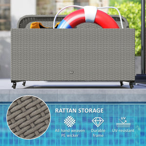 English Elm Outsunny Pe Rattan Outdoor Pool Float Organizer with Rolling Wheels Resort Style W2225P485590