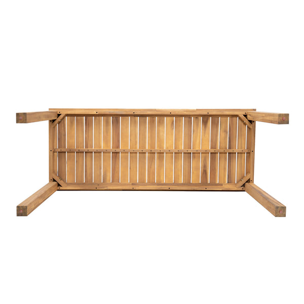 English Elm Christopher Knight Home® - Rectangular Acacia Outdoor Bar Table in Light Teak — 36.5" Bar Height, Slatted Top, Weather-Resistant Finish N776P247430L