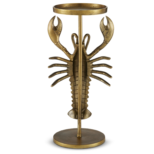 Georgetown Brass Drinks Table: Whimsical Lobster Accent for Coastal Homes, Perfect for Happy Hour!