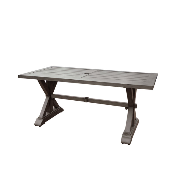 English Elm Christopher Knight Home® - Modern Outdoor Aluminum Dining Table with X-Shape Legs, Dark Gray Finish, Durable 74"x36" Centerpiece 66538.00DGRY