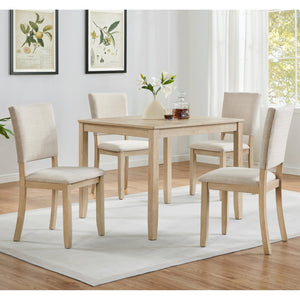 English Elm Modern 4-Piece Dining Set with Smooth Waterproof Top, Stable Wood Frame, Comfortable Foam Chairs Beige,Light Oak W1998S00079