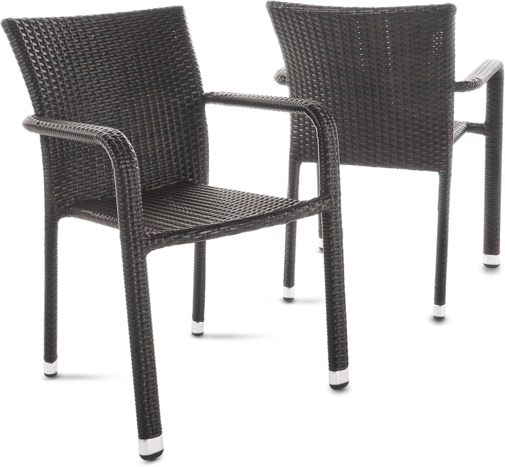 English Elm Christopher Knight Home® - Stacking Armchairs Set Of 2 - Stylish Brown Rattan Chairs For Outdoor Dining & Space-Saving Storage N776P605562M