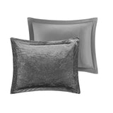 Intelligent Design Felicia Glam/Luxury Velvet Comforter Set with Throw Pillow ID10-1792 Grey