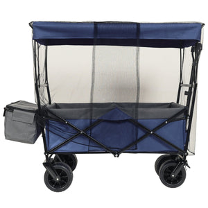 English Elm 480lbs Folding Utility Wagon with Canopy All-terrain Wheels Steel Frame Outdoor Hauler W2932P326773