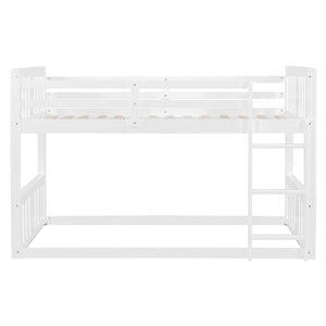 English Elm Twin Over Bunk Bed Solid Pine Frame Gray Finish with Guardrail for Kids N708P429640K