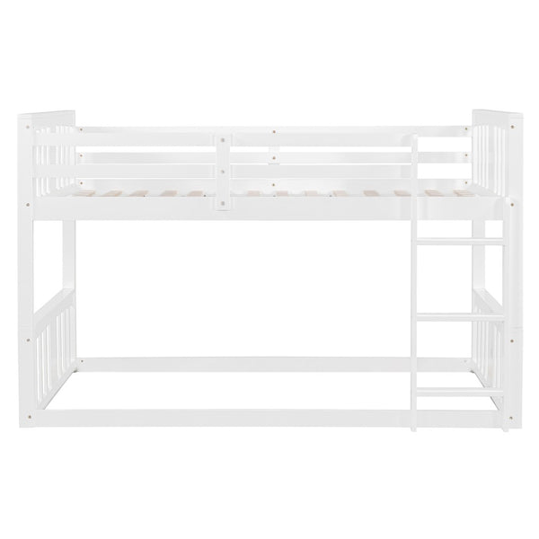 English Elm Twin Over Bunk Bed Solid Pine Frame Gray Finish with Guardrail for Kids N708P429640K