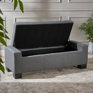 English Elm Guernsey Storage Ottoman Bench with Hinged Lid for Living Room or Bedroom N767P382228C