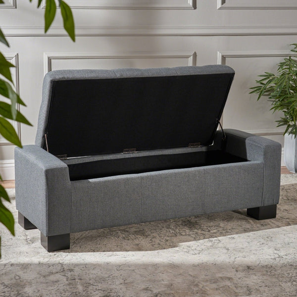 English Elm Guernsey Storage Ottoman Bench with Hinged Lid for Living Room or Bedroom N767P382228C