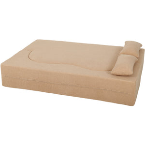 English Elm 2-in-1 Convertible Sofa Bed - Full Size Folding Loveseat with Plush Teddy Fabric, No Assembly Needed Apricot W3163P322892