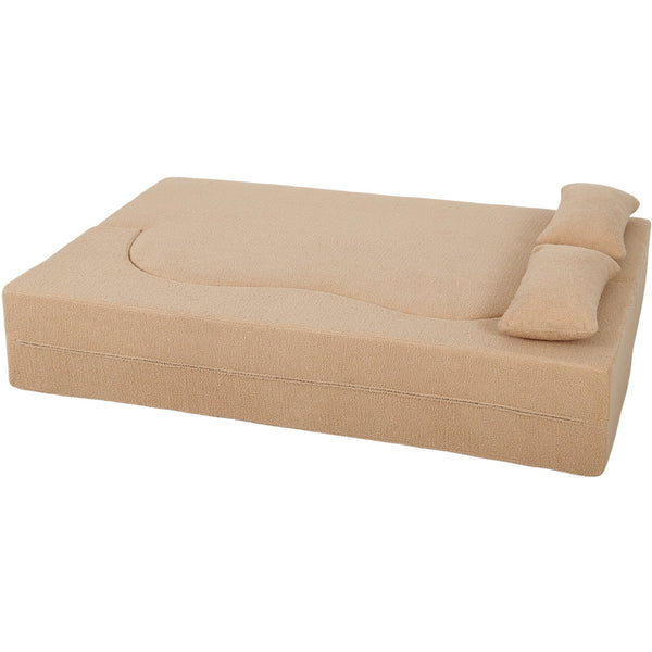English Elm 2-in-1 Convertible Sofa Bed - Full Size Folding Loveseat with Plush Teddy Fabric, No Assembly Needed Apricot W3163P322892