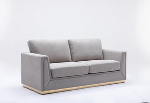 English Elm Valin Gray Linen 3Pc Living Room Set — Modern Sofa Loveseat Chair, Pocket Coil Seats, Durable Frame B2726S00429