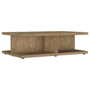 English Elm Metron Mango Finish 3 Piece Living Room Table Set with Open Shelf Storage B062S01470