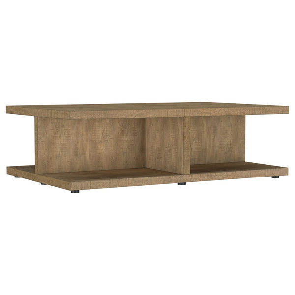 English Elm Metron Mango Finish 3 Piece Living Room Table Set with Open Shelf Storage B062S01470