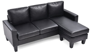 English Elm Jenna Modern G213-SCH Reversible Sofa Chaise in Black PU Upholstery — Space-Saving, Stylish Comfort B078S00217