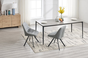 English Elm Dining Thickened Fabric Chair Set of 2 with Metal Legs — Cozy Modern Bar-Style Seating for Kitchen and Dining Spaces Grey W1249P243510