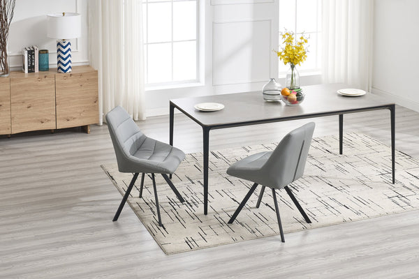 English Elm Dining Thickened Fabric Chair Set of 2 with Metal Legs — Cozy Modern Bar-Style Seating for Kitchen and Dining Spaces Grey W1249P243510