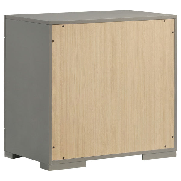 English Elm Pierce Queen Bedroom Set with Led Headboard Diamond Embossed High Gloss Finish Grey B062S01734