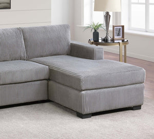 English Elm L-shaped Corduroy Sectional with Chaise Square Arms Modern Living Room Sofa Light Gray B011P430090