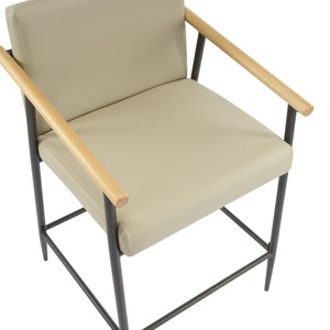 English Elm Christopher Knight Home® - Counter Stool Mid-Century Modern Set of 2 with Metal Frame, Soft Cushions & Solid Wood Armrests Espresso,khaki N771P247153V