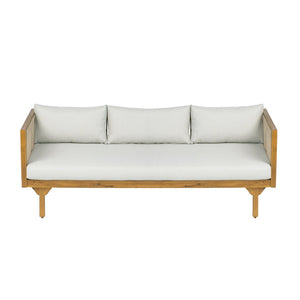 English Elm Outdoor Acacia Wood Sofa with Woven Rope Accents Teak Finish Patio Seating N770P354675L