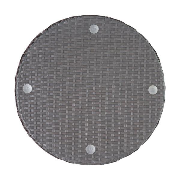 English Elm Christopher Knight Home® - KONO Woven Outdoor 3-Piece Patio Chat Set with Aluminum Frame, Tempered Glass Table, Cushions Brown+Beige 53142.00ALUBRN