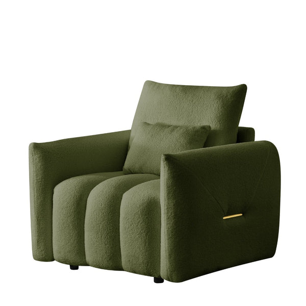 English Elm 35 Inch Teddy Velvet Lounge Chair Plush Curved Accent Seat for Living Room W2564P457793